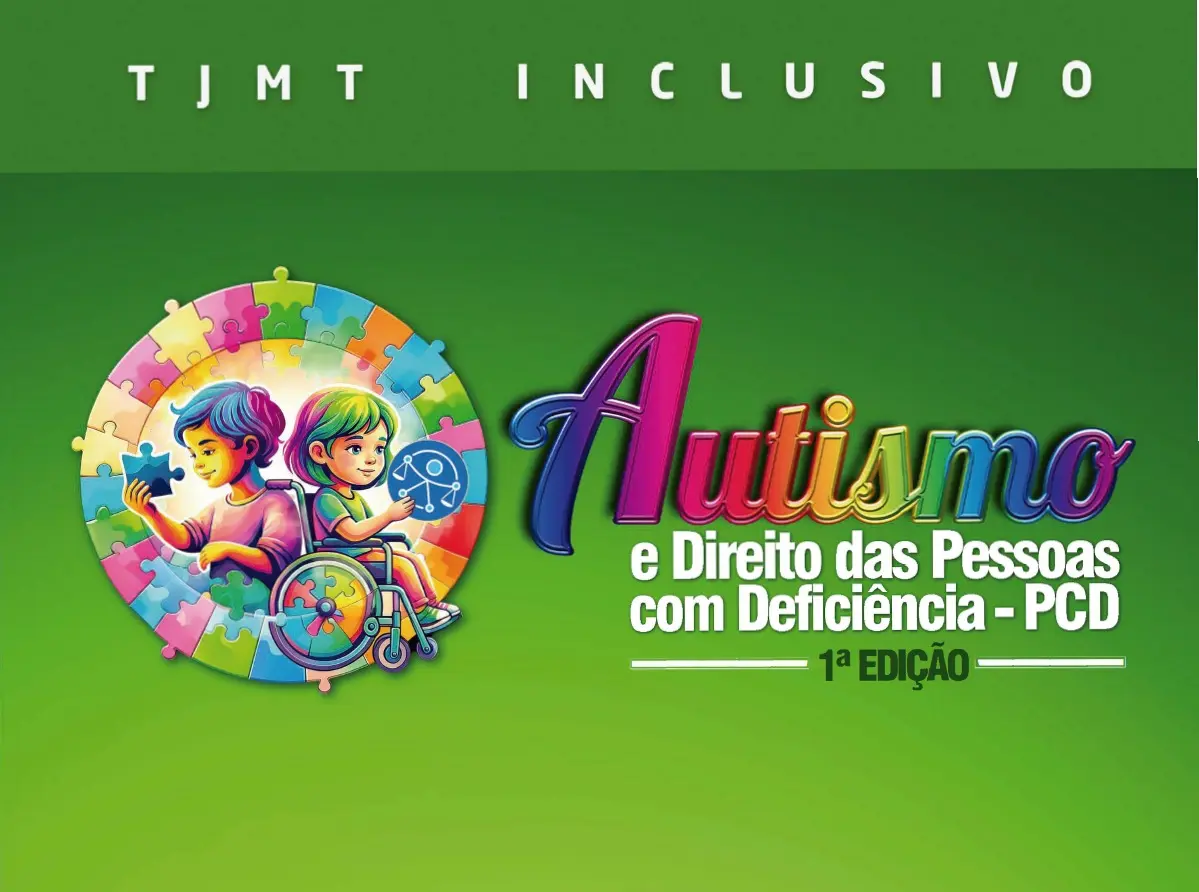 Arte colorida com ilustração de criança e peças de quebra-cabeça. Texto destaca “Autismo e Direito das Pessoas com Deficiência”, reforçando tema de inclusão e conscientização.